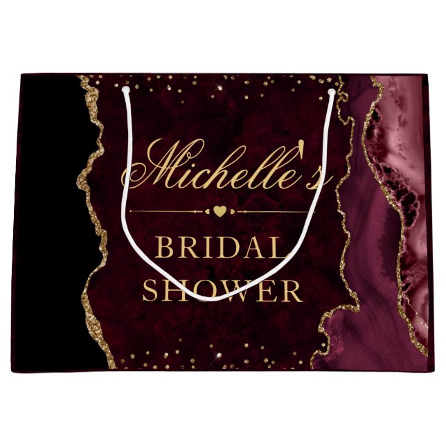 Röd och guld glittermarmor Agat Bröllopsdusch (Framsidan)