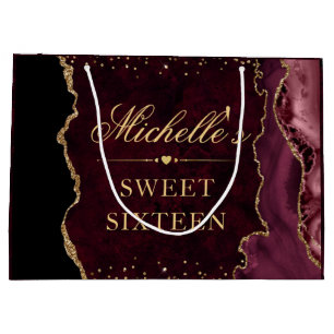 Röd och guld glittermarmor Agate Sweet 16