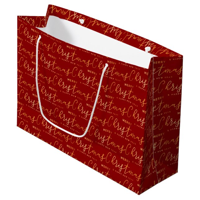 Röd och guld God Jul Ordkonst (Framsidan Vinklad)