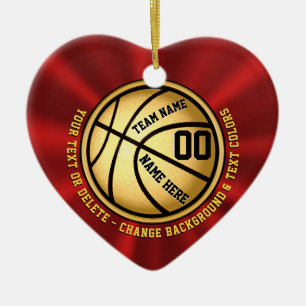 Röd och guld- hjärtformade basketprydnad julgransprydnad keramik
