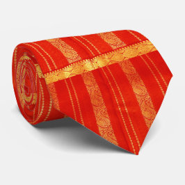 Röd och guld- indisk SarisilkeTie för vintage ** Slips