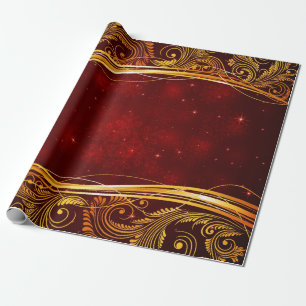 Röd och guld- jul för mörk - presentpapper