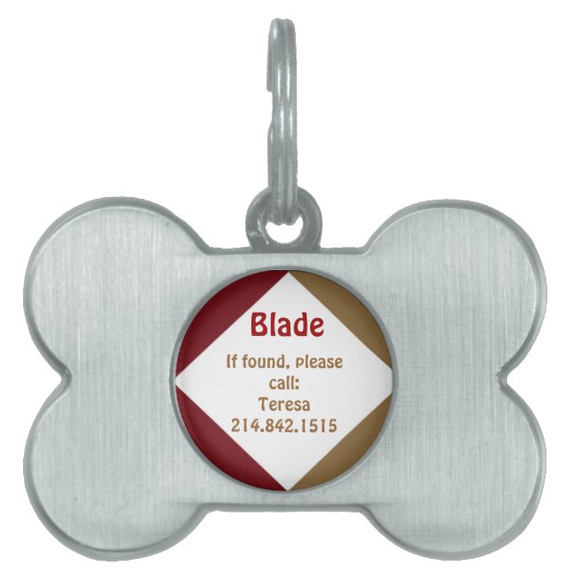 Röd och guld- märkre för hundbenhund namnbricka husdjur (Framsidan)