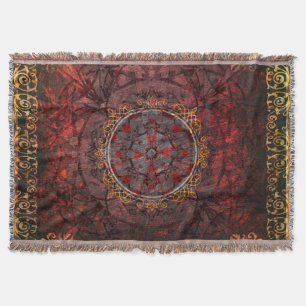 Röd och guld- medeltida Tapestry Filt