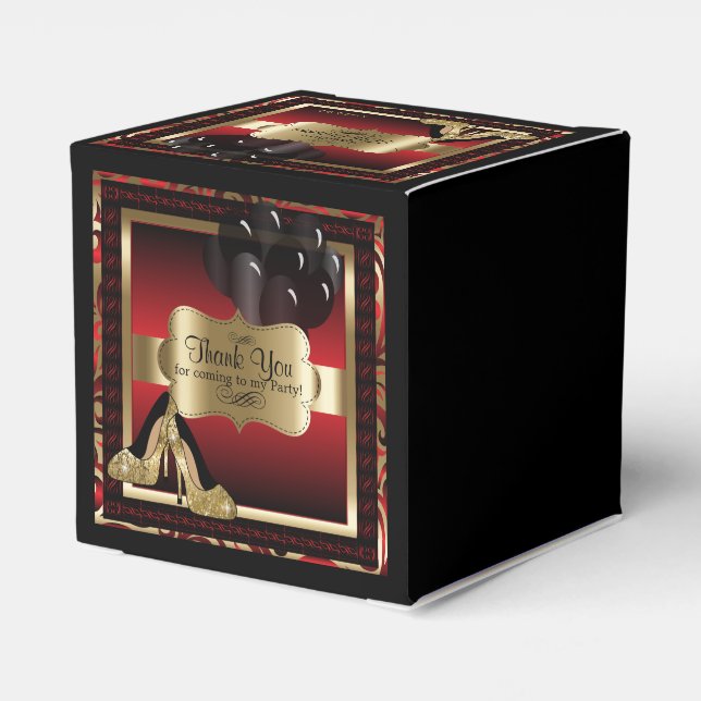 Röd och Guld Metallic - 10:e födelsedagen | DIG-te Presentaskar (Baksidan Sidan)