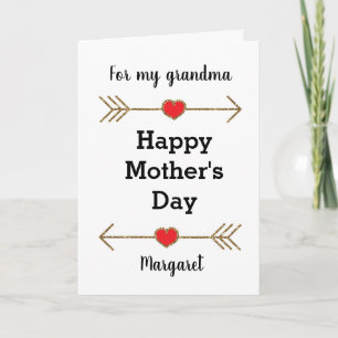 Röd och Guld Mors dag Grandma Kort