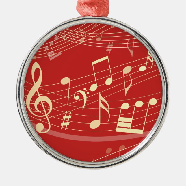Röd och Guld Musical jul Ornament (Framsidan)
