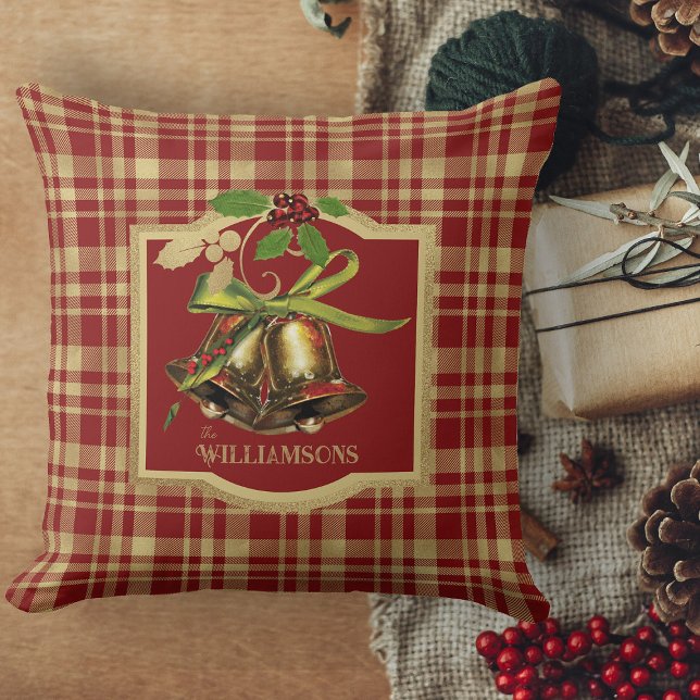 Röd och Guld Play God jul Couch Kudde (Christmas pillows, Personalized Christmas throw pillows for holiday decor)
