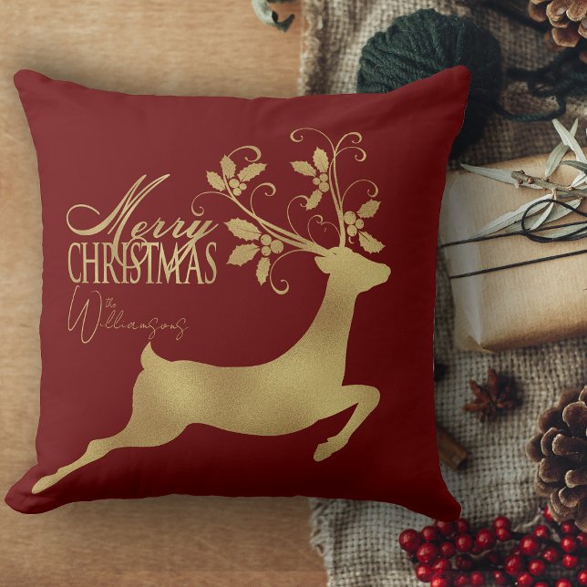 Röd och Guld Play God jul Couch Kudde (Cristmas pillows, retro Christmas personalized throw pillows holiday decor for living room)