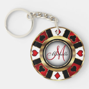 Röd och guld- pokerchipdesign - Monogram
