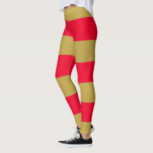 Röd och Guld Rand Leggings