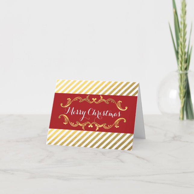 Röd- och Guld-rankat julkort för Helgdag Helgkort (Framsida)