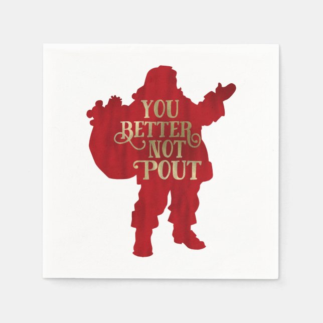 Röd och Guld Santa Leksak väska Det är bäst att in Pappersservett (Framsidan)