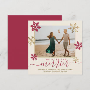 Röd och Guld Snöflingor - Gravid för fotopul Meddelande