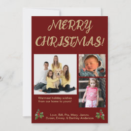 Röd och guld traditionell fotostil julkort