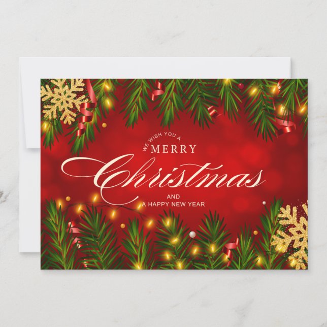 Röd och Guld Traditionell jul Julkort (Framsida)