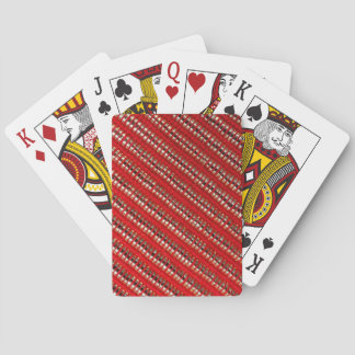 Röd och guld tunn diagonal randig tygstruktur casinokort