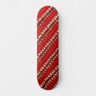 Röd och guld tunn diagonal randig tygstruktur mini skateboard bräda 18,5 cm