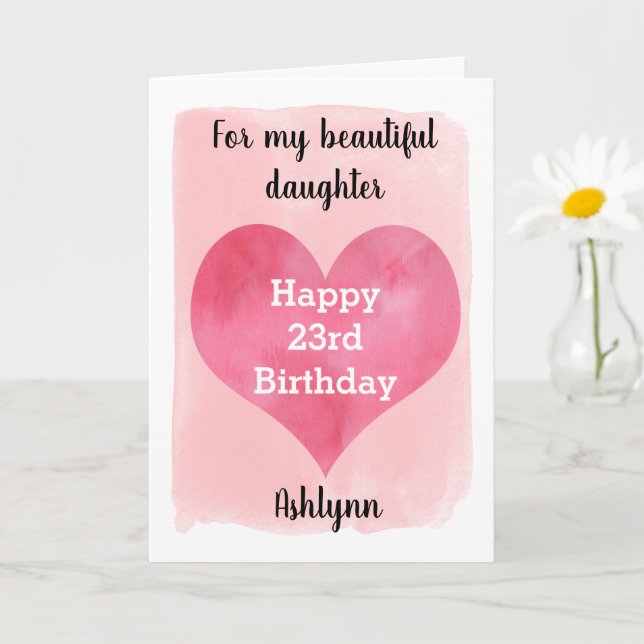 Röd och Guld vattenfärg 23:e födelsedagen Kort (Liten växt)