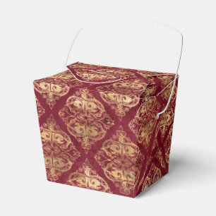 Röd och Guld Vintage Damask Presentaskar