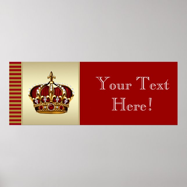 Röd och guldkronas banner för baby shower med prin poster (Framsidan)