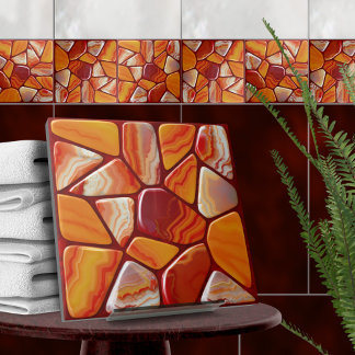 Röd och Gult, agate stones mosaic Kakelplatta