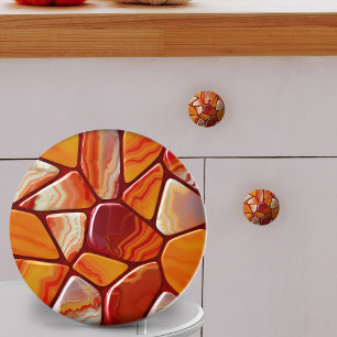 Röd och Gult, agate stones mosaic Knopp