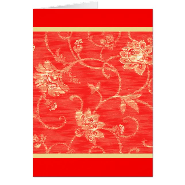 Röd och Gult Blomsfärande design Hälsningskort (Framsidan)