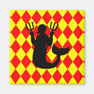 Röd och Gult Diamonds Merman Magnet