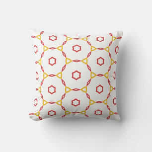 Röd och Gult Geometric Mönster Kudde