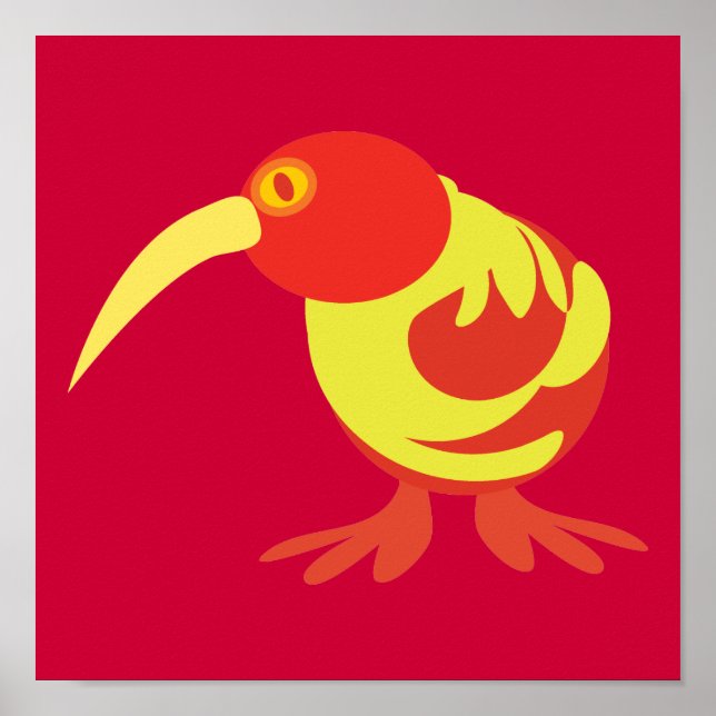 Röd och gult Kiwi Poster (Framsidan)