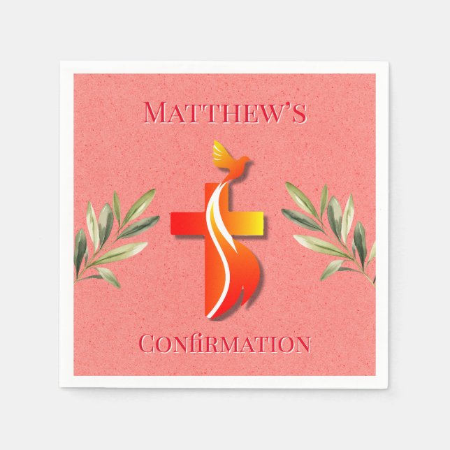 Röd och Gult Kor och Dove-bekräftelse Pappersservett (Framsidan)