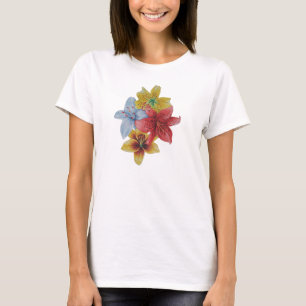 Röd och gult Lily-blommor blommigt art T-shirt