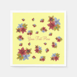 Röd och gult Lily-blommor söt blommigt Pappersservett