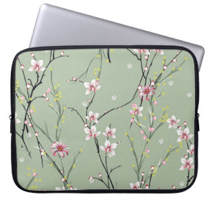 röd och gult liten blomma mönster på gröntens rygg laptop fodral
