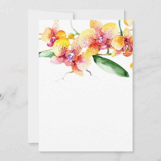 Röd och gult orkidéer Blank Bröllop Inbjudningar (Framsida)
