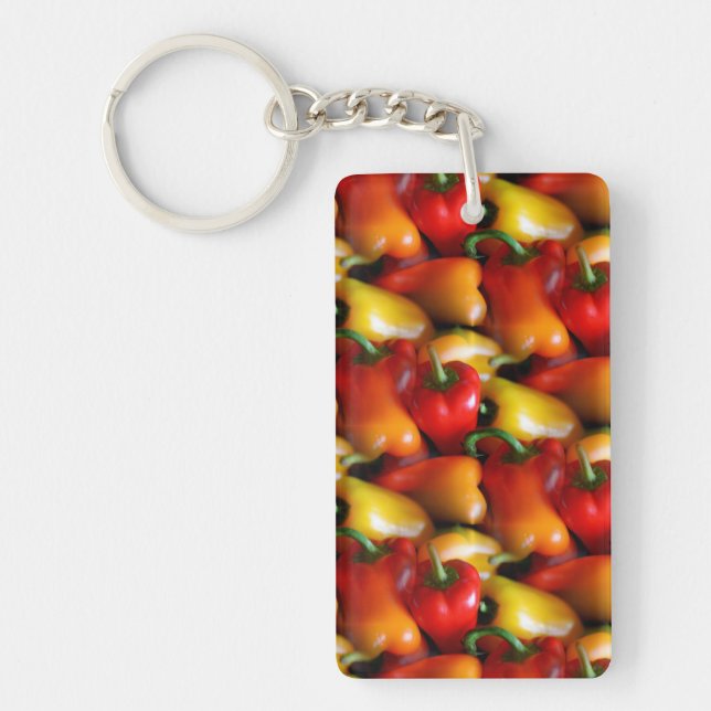 Röd och Gult Peppers Acrylic Keychain (Framsidan)