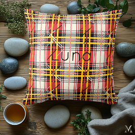 Röd och Gult Play | Anpassningsbar Vibrant Tartan Kudde