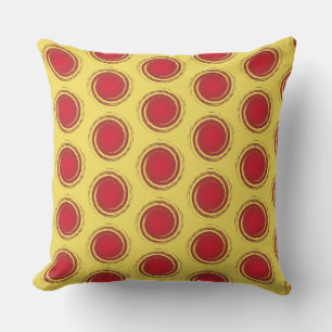 Röd och Gult Polka dots Circle Sol sommar Kudde