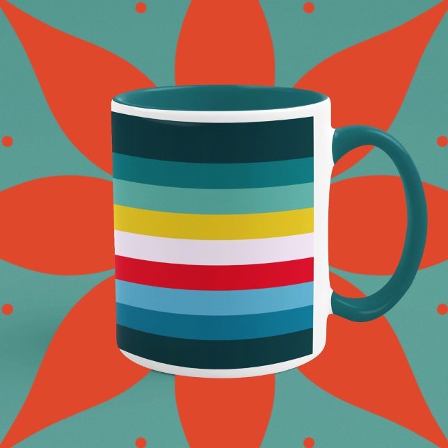 Röd och Gult Rand mellan blå skuggor Mugg (Mugs and cups)