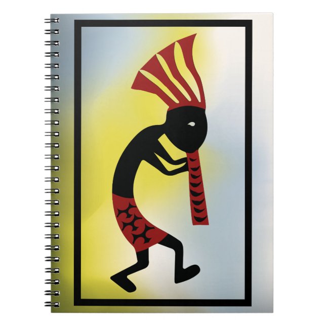 Röd- och Gult-skuggor i Kokopelli Notebook Anteckningsbok (Framsidan)