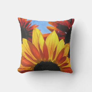 Röd och Gult Solblommor Blommigt utomhus Pillow Utomhuskudde