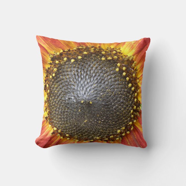 Röd och Gult Solrosolja Pillow Kudde (Framsida)