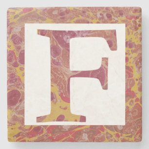 Röd och Gult Stone Marcular Monogram F Stenunderlägg