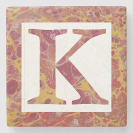 Röd och Gult Stone Marcular Monogram K Stenunderlägg