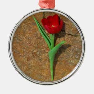 Röd och Gult Tulip Julgransprydnad Metall