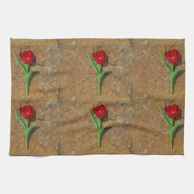 Röd och Gult Tulip Kökshandduk (Horisontell)