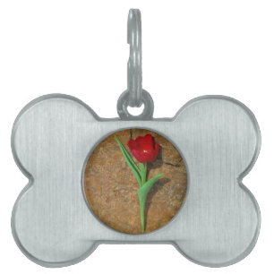 Röd och Gult Tulip Namnbricka Husdjur