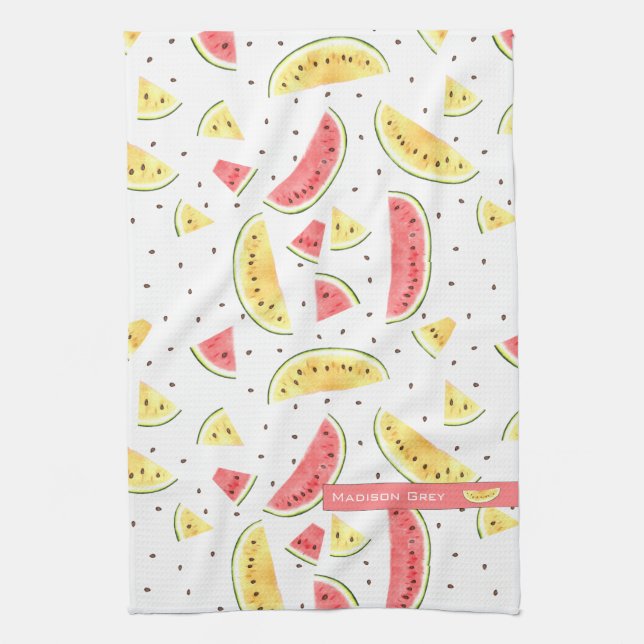 Röd och Gult Vattenfärgen Watermelons Mönster Kökshandduk (Vertikal)