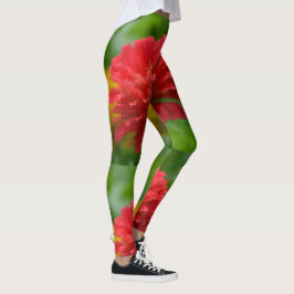 Röd och Gult Zinnias Leggings